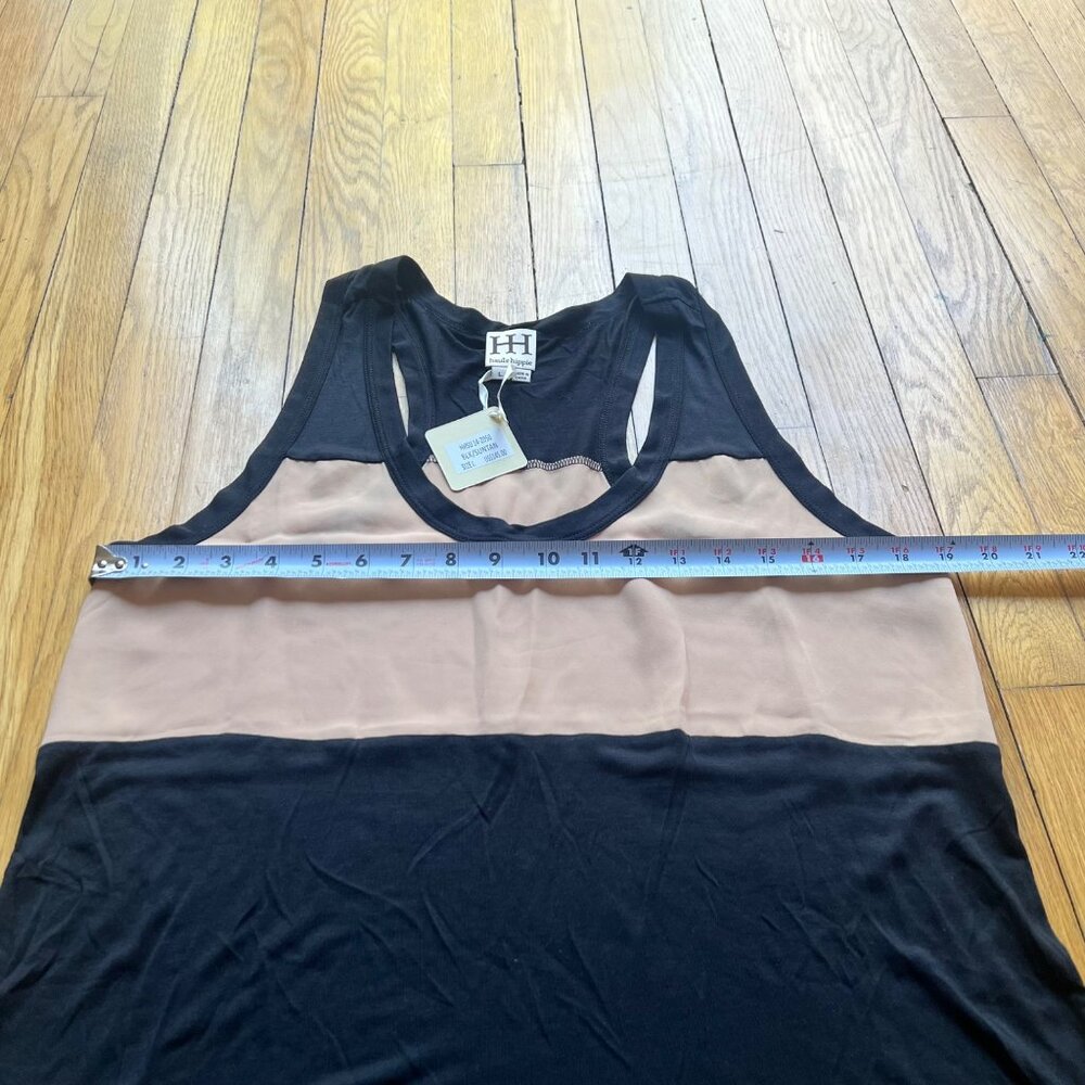 Haute Hippie size L NEW Beige Black Colorblock Scoop Neck Sleeveless Tank Top - Picture 8 of 12